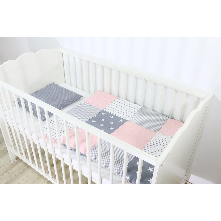 Ullenboom Baby Bettwäsche-Set Rosa Grau 80 x 80 cm + 35 x 40 cm