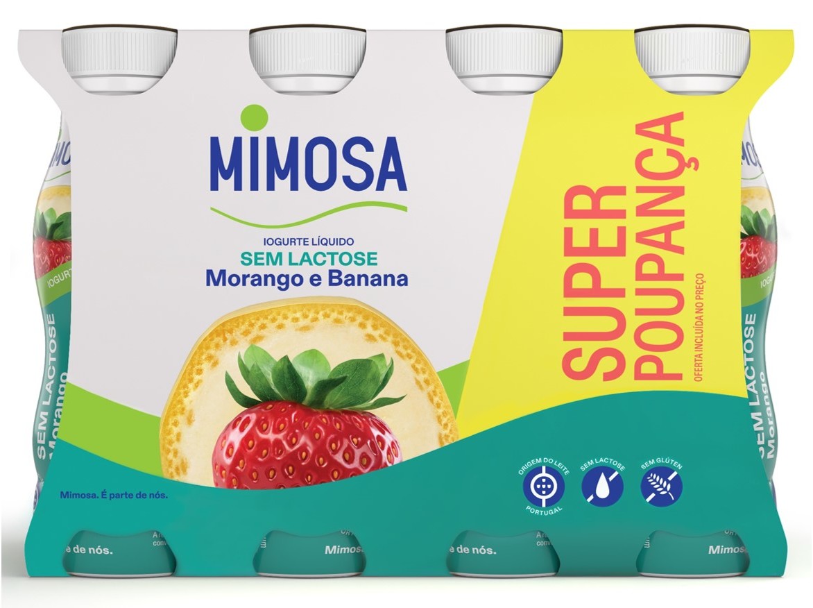 IOGURTE LÍQUIDO SEM LACTOSE MIMOSA MORANGO BANANA 8X151ML