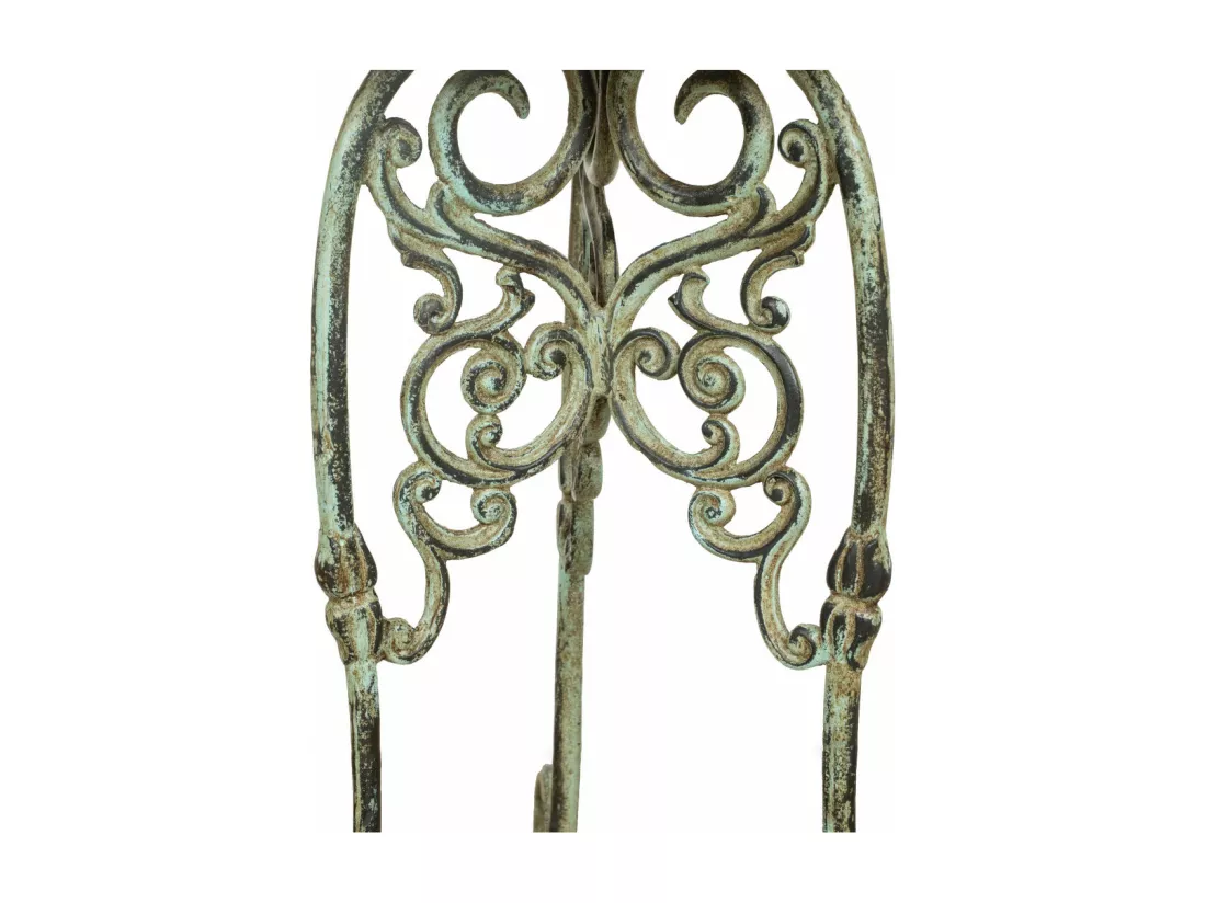 BISCOTTINI Support de Pot de Fleurs - Fonte avec Finition Argent Antique - Porte-Plante - Pot d'Intérieur et d'Extérieur - Jardinière - Jardin - Salon - Salle à Manger - Présentoir - Décoratif - 45x45x60cm