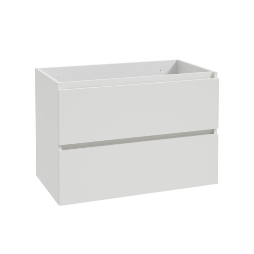 Fontana Kolo wastafelmeubel mat wit 80cm glans witte wastafel 0 kraangaten met ronde spiegel