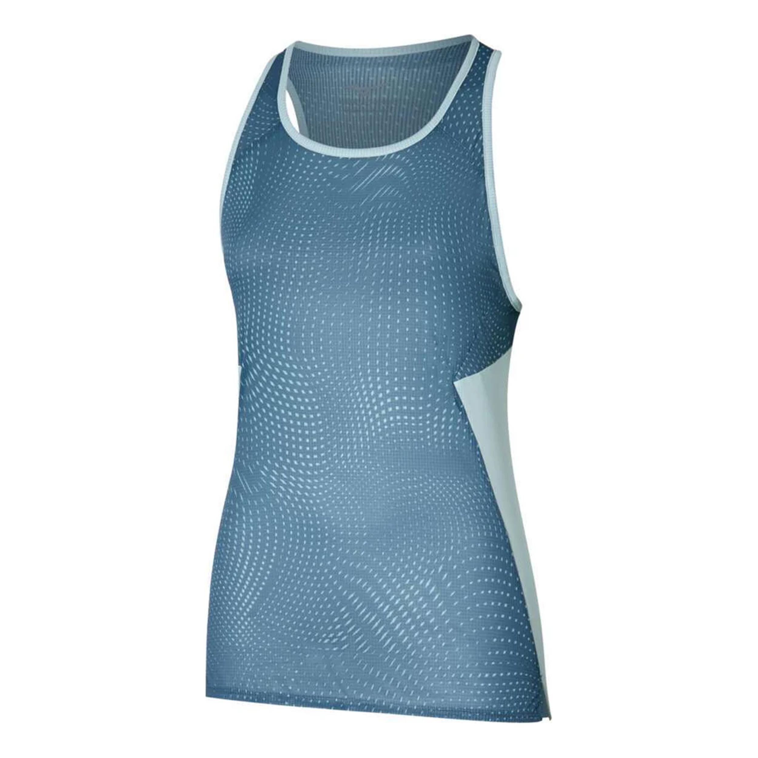 Mizuno DryAeroFlow Graphic Tank Maillot De Course Femmes - Bleu , Bleu Petrol