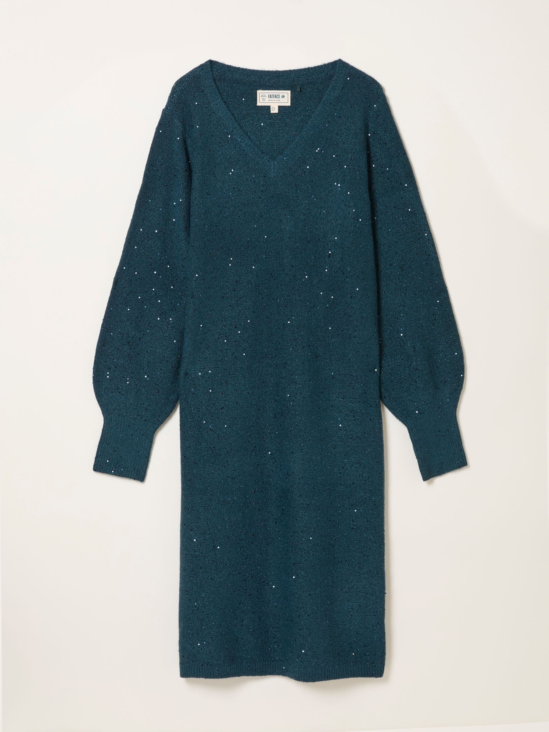 Blauwgroen - FatFace Sparkle Knit Midi Dress