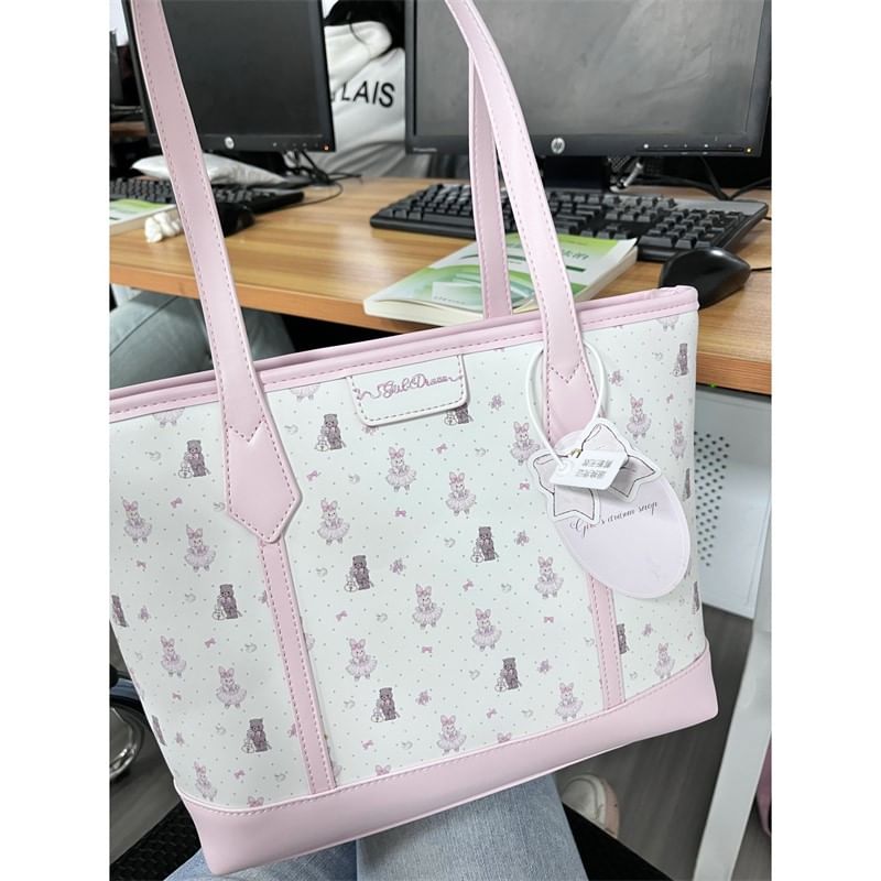 Indenis - Cartoon Print Kunstleren Tote Bag