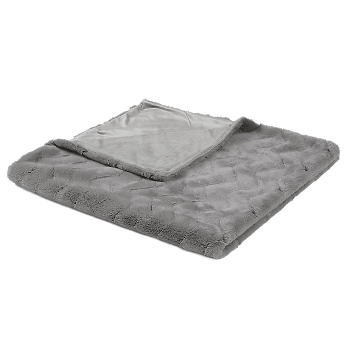 Plaid fausse fourrure 130 x 150 gris