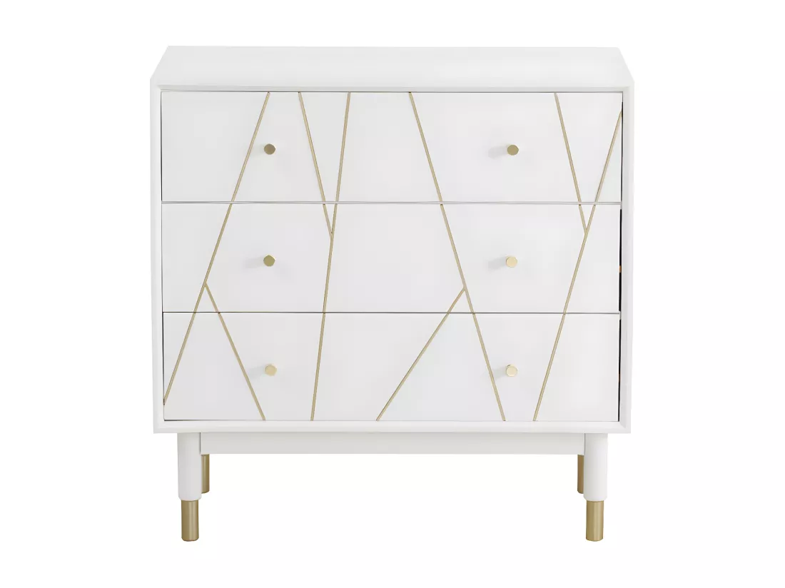 Commode 3 tiroirs laqués blanche