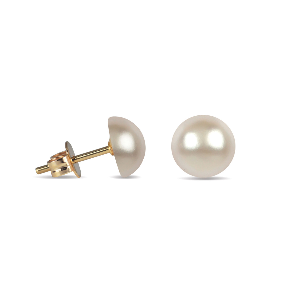 Boucles d'oreille plaqué or cabochon perle d'imitation blanche