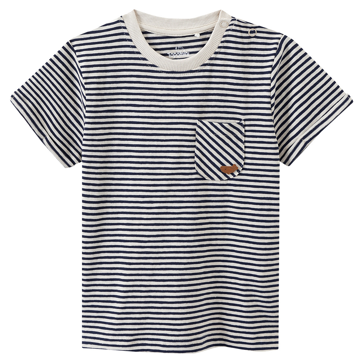 Topomini Baby T-Shirt mit Streifen hellbeige / dunkelblau