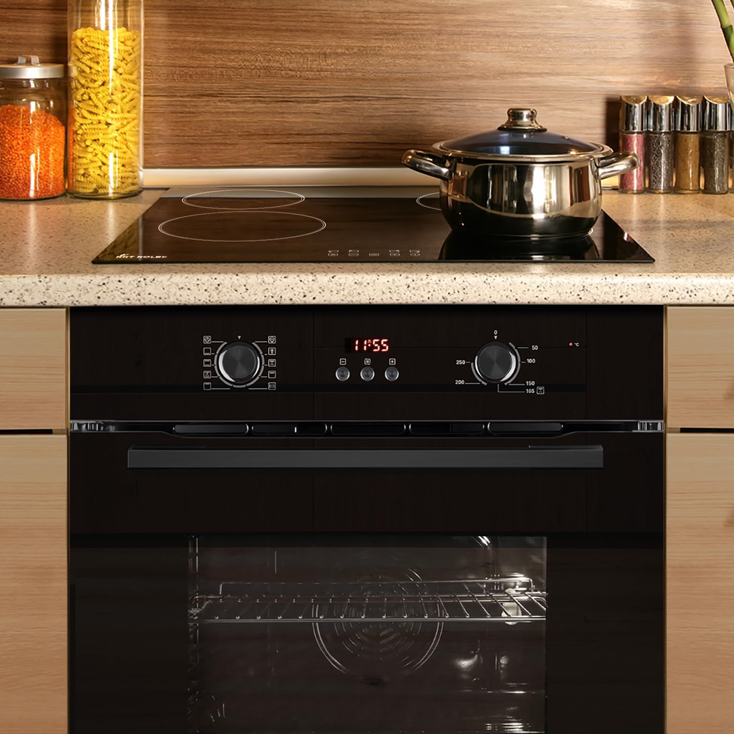 KKT KOLBE Autarkes Herdset | 60cm Einbaubackofen BO8005FB | 59cm Kochfeld CH5900RL | Grill | Heißluft | Automatik-Timer | Wärmeschutzverglasung | Kindersicherung | Knebelbedienung | SET8005FBCH5900RL