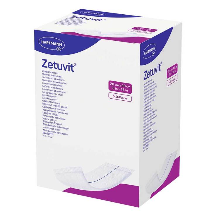 Zetuvit Saugkompresse steril 20x40 cm, 5 St