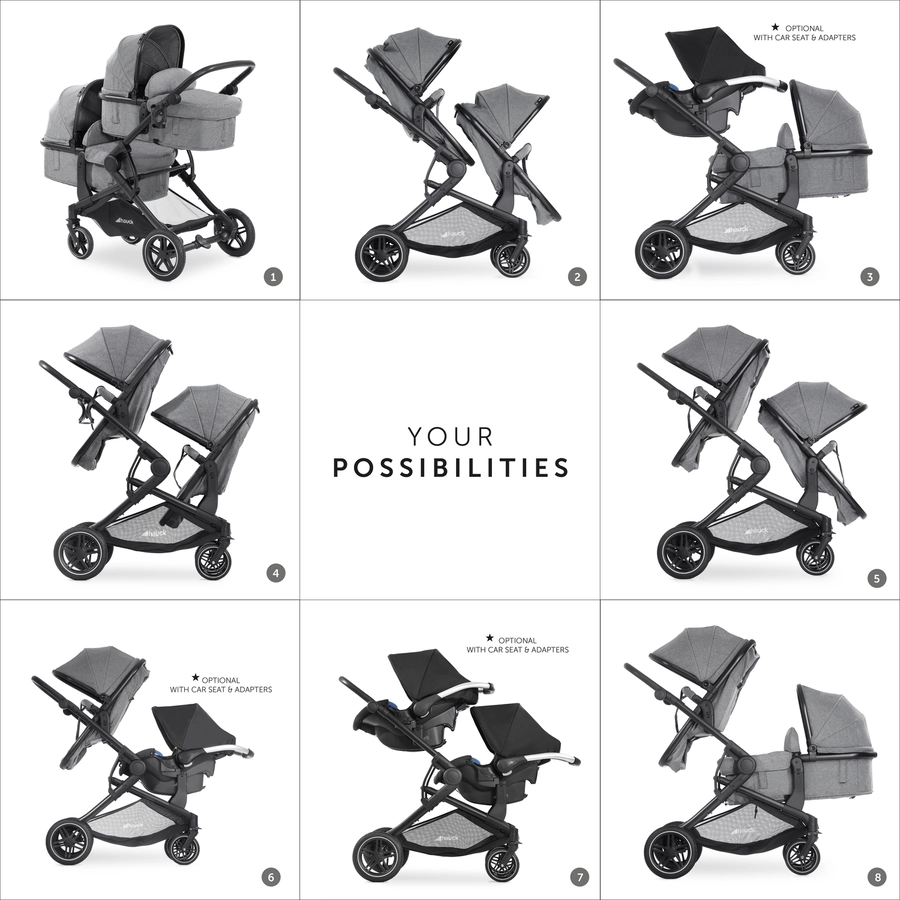 hauck Geschwisterwagen Atlantic Twin Melange Grey