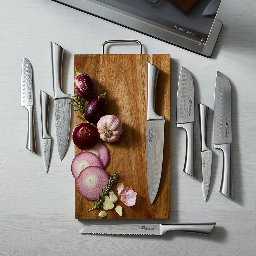 THE CUSTOM CHEF™ Damashiro® Bodo Knivblok m. skærebræt - 10 dele