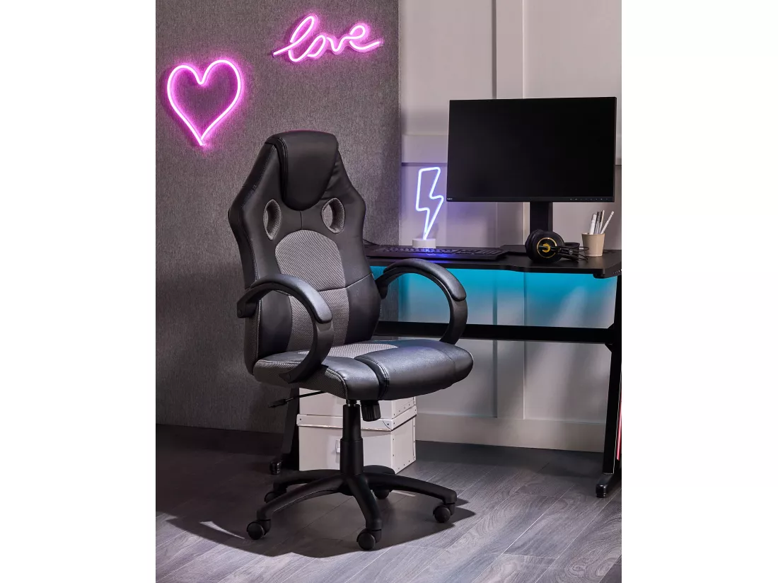 Chaise de bureau FIGHTER Cuir PU Gris clair