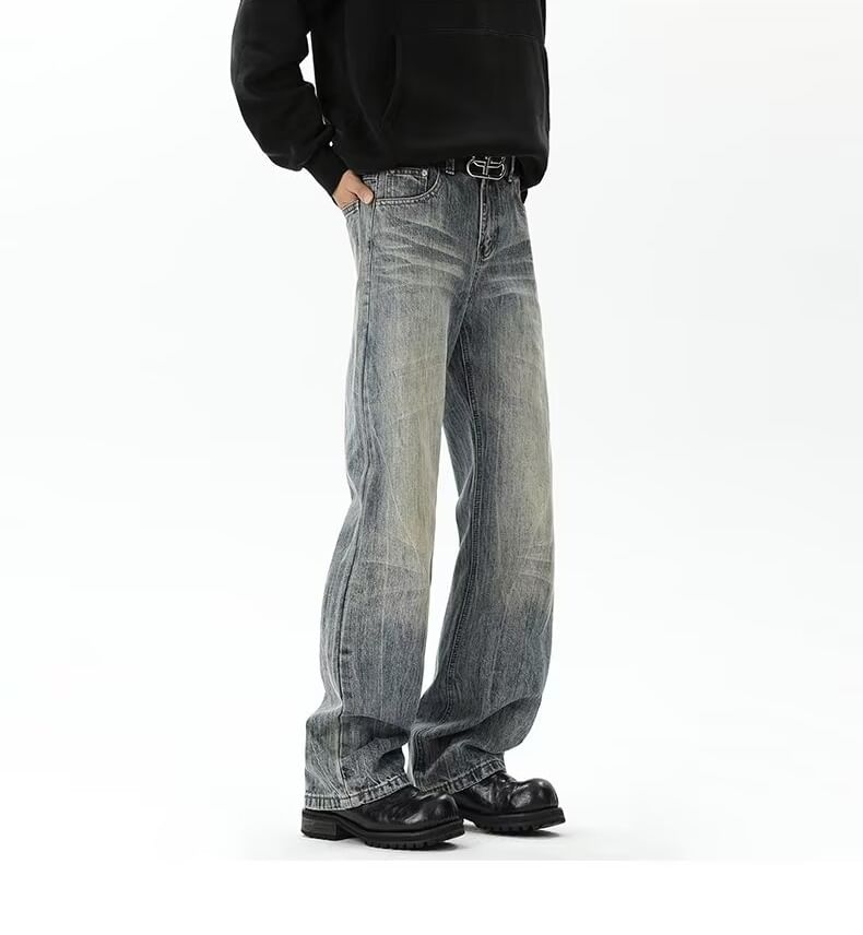 Mimiyox - Mid Rise Washed Flared Jeans