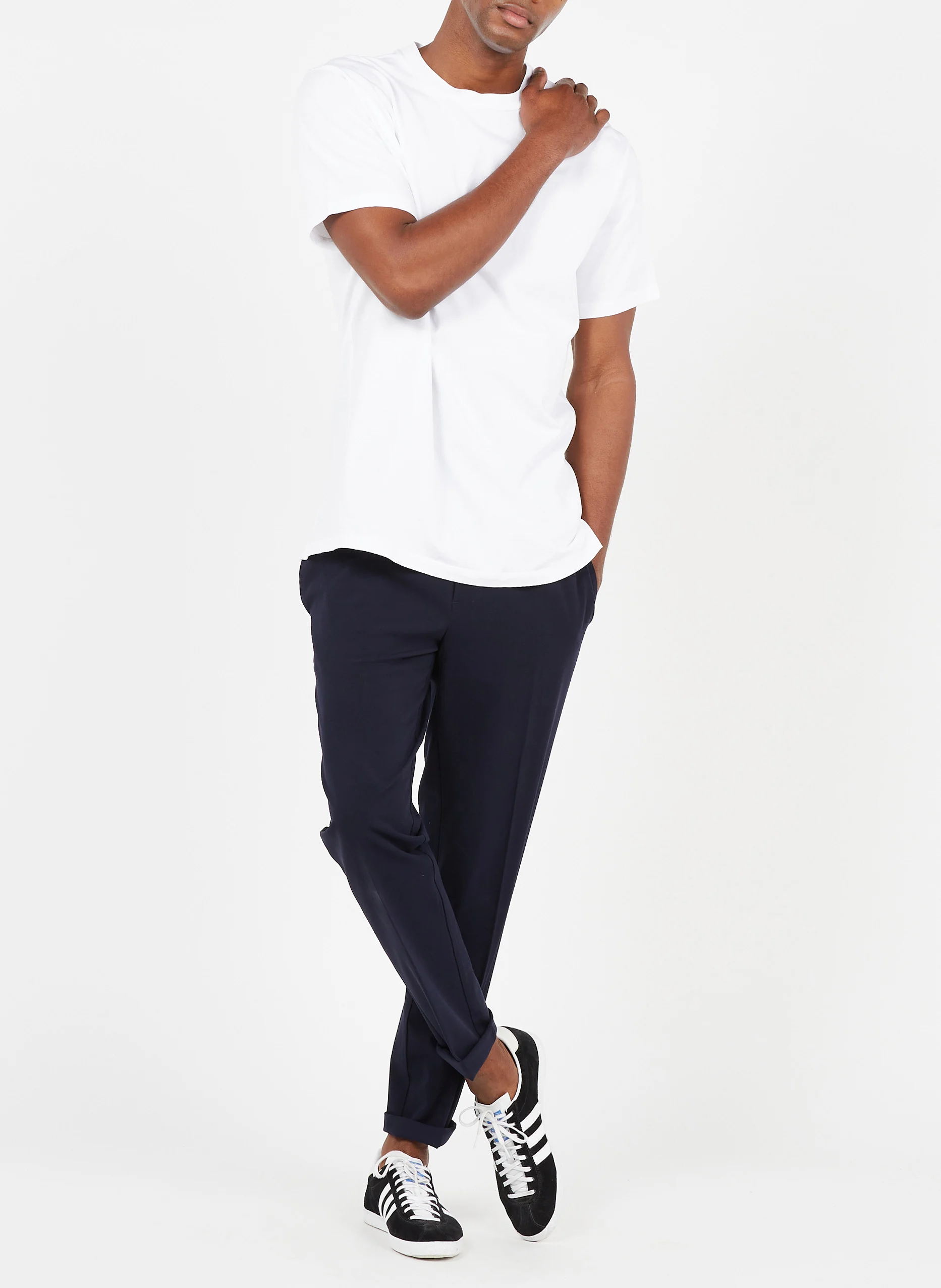 FIZVALLEY - Tee-shirt col rond regular-fit en coton | Blanc