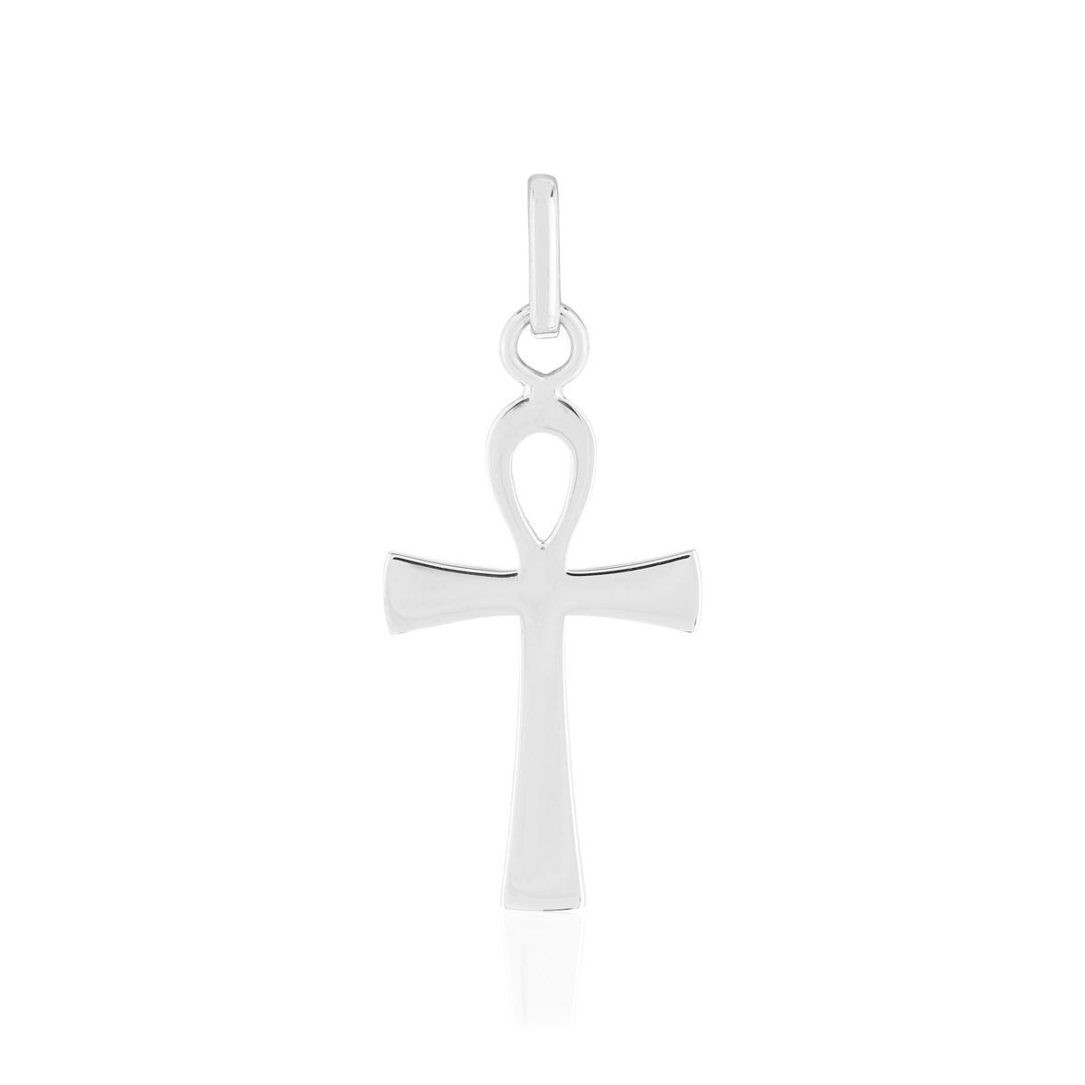 Pendentif croix egyptienne or blanc 750