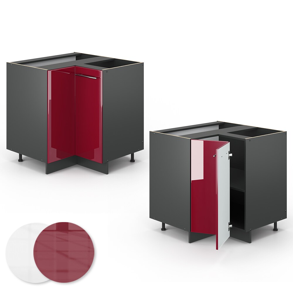 VICCO Eckunterschrank 87 cm Bordeaux Hochglanz Küchenschrank Hängeschrank Küchenzeile Fame-Line