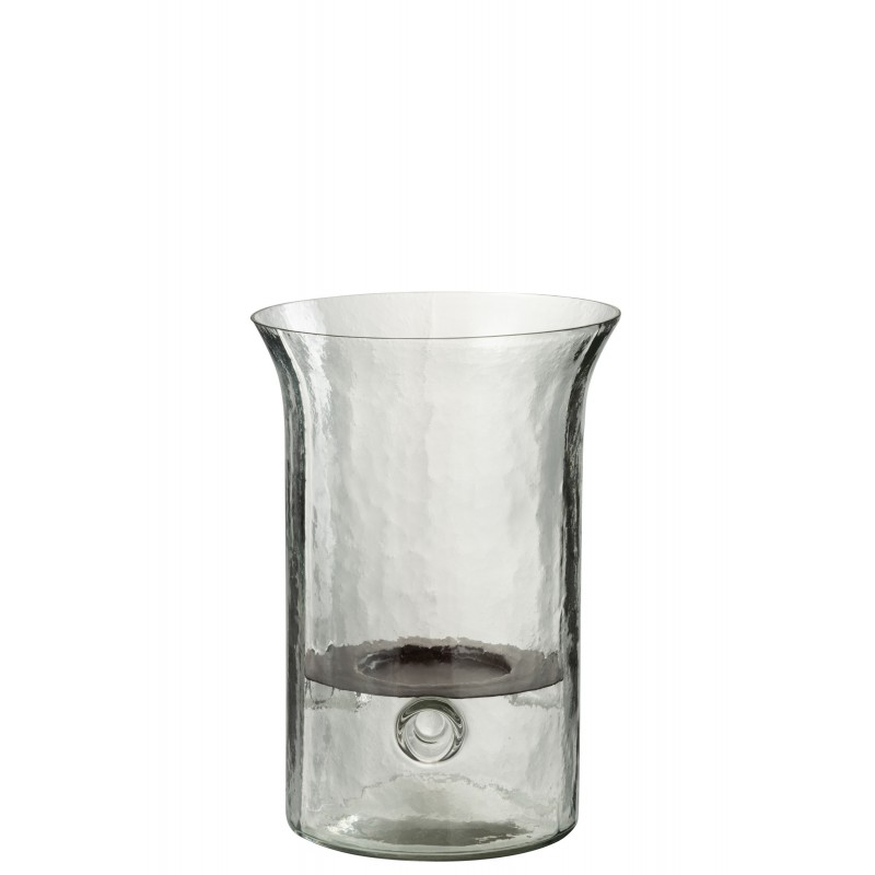 Bougeoir plat en verre transparent 19x19x27 cm
