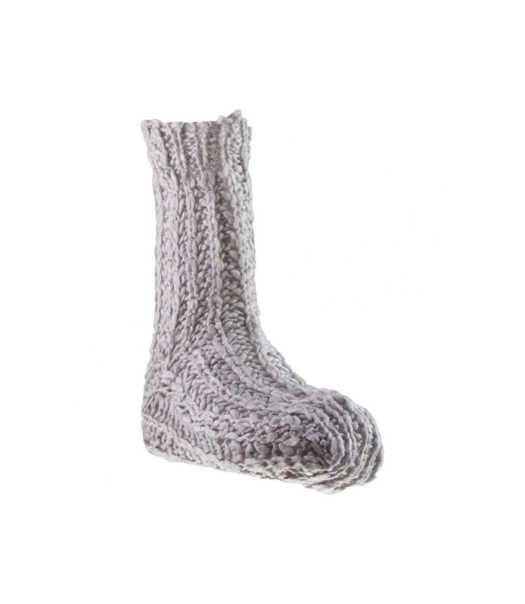 TWINDAY Chaussettes Femme Microfibre TRICOTE MAIN Beige