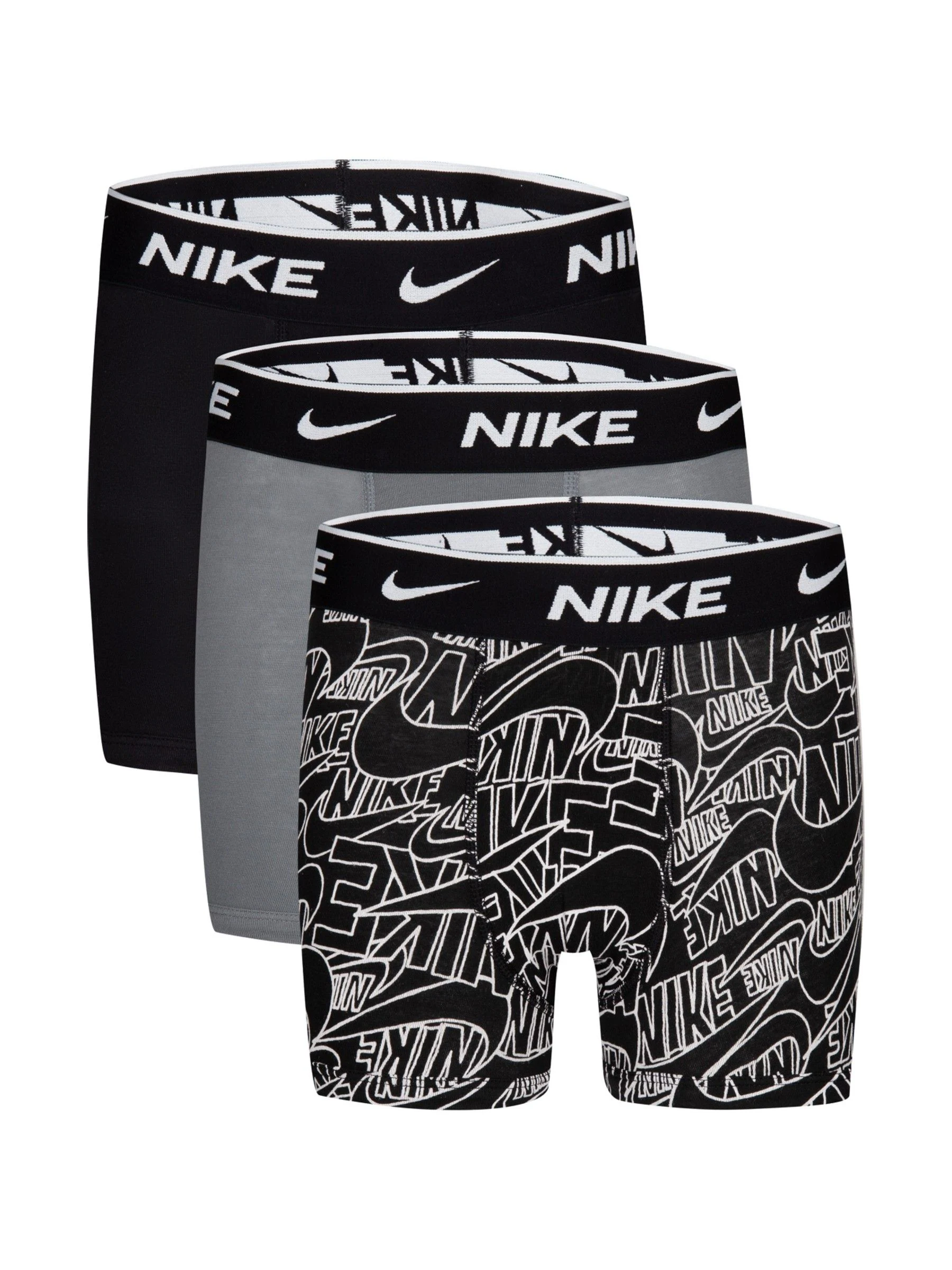 Zwart - Nike Print E Day Cotton Stretch Boxers 3 Pack