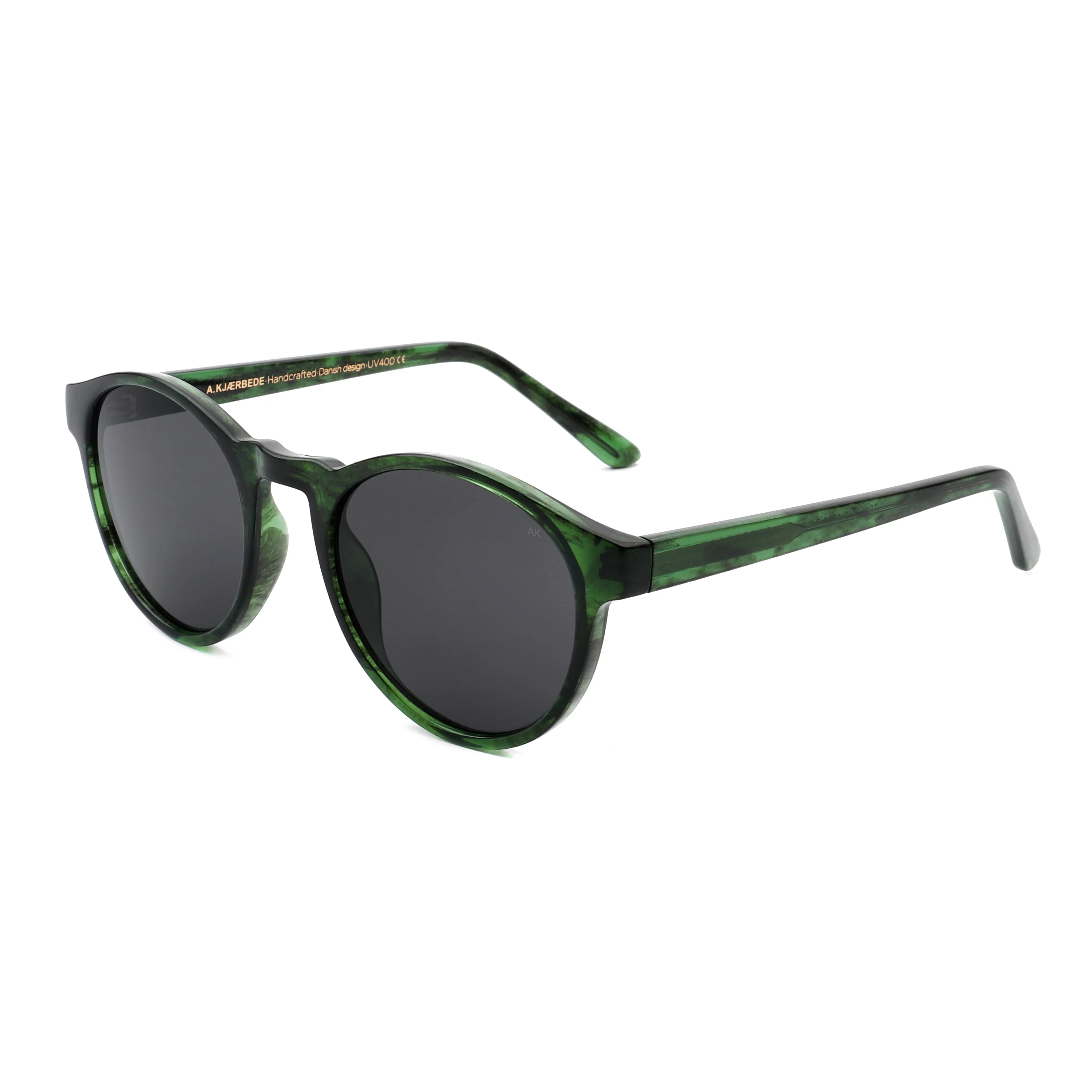 A. Kjærbede  Marvin solbrille - Green Marble Transparent