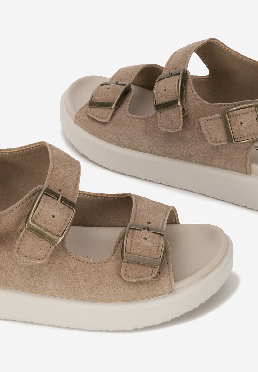 Sandales en cuir femme kaki Herea