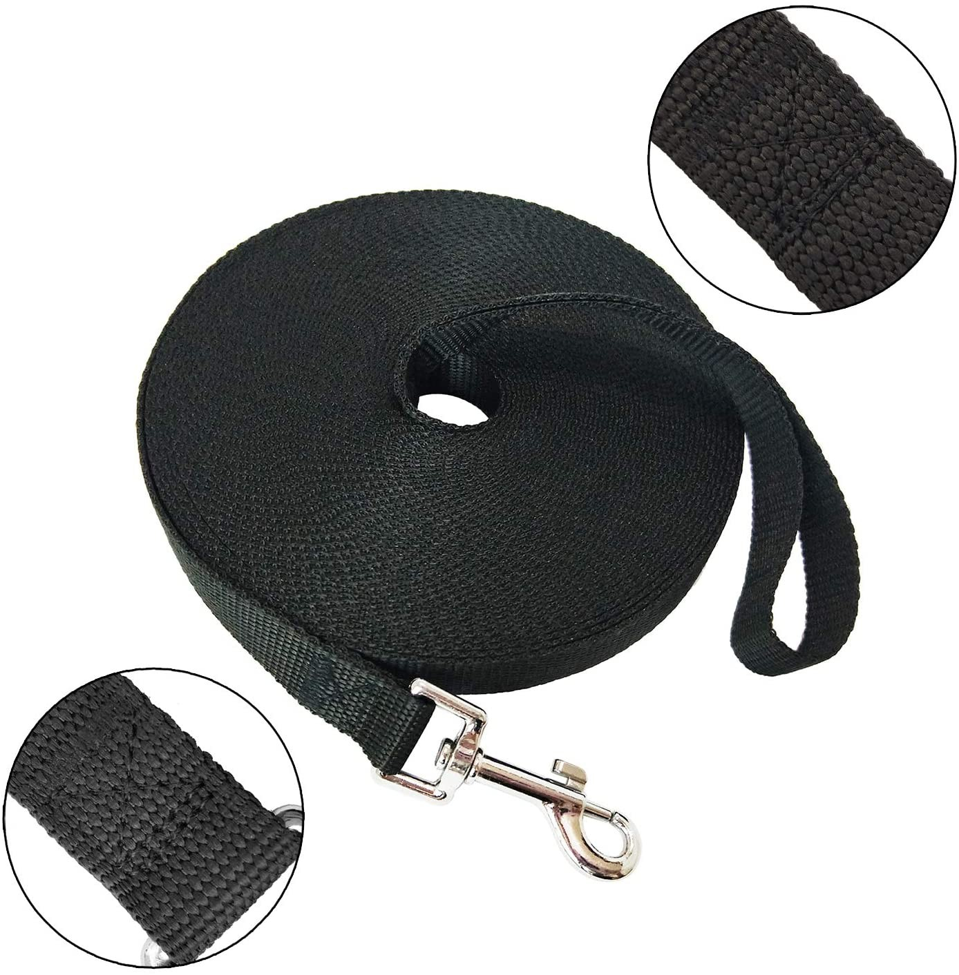 (9m) Extra Lange Hunde Leine Nylon Schleppleine mit Handschlaufe - Schwarz