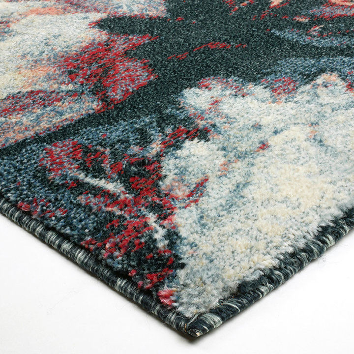 Bloemen vloerkleed - Flores Blauw/Rood | Hoge kwaliteit