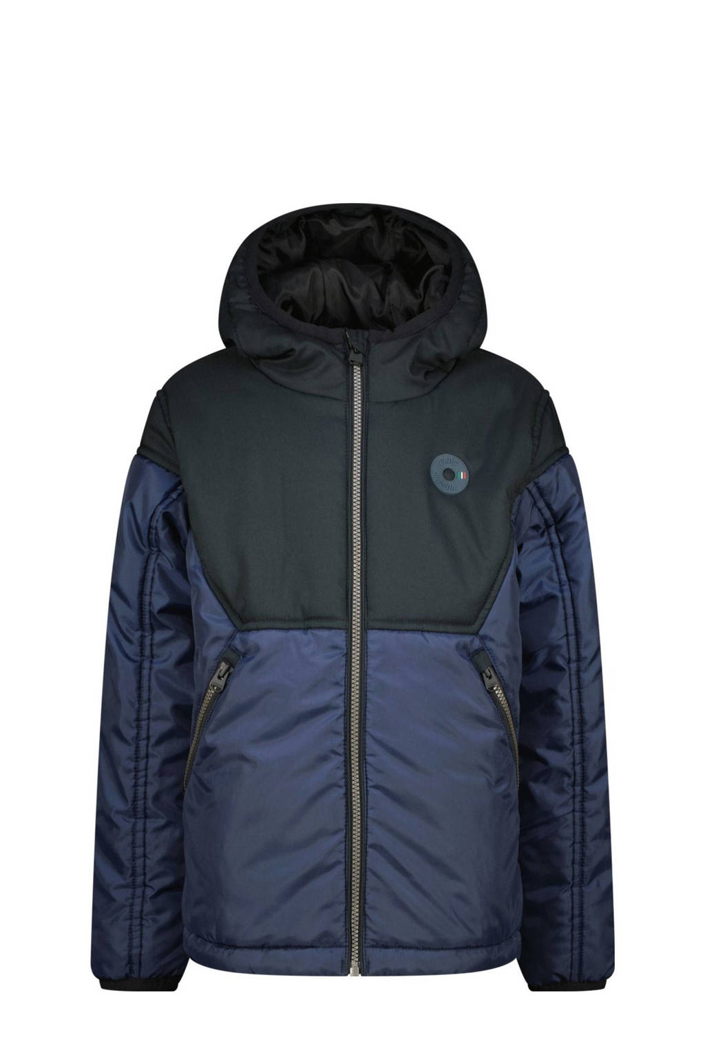 Vingino gewatteerde winterjas Tate donkerblauw/zwart