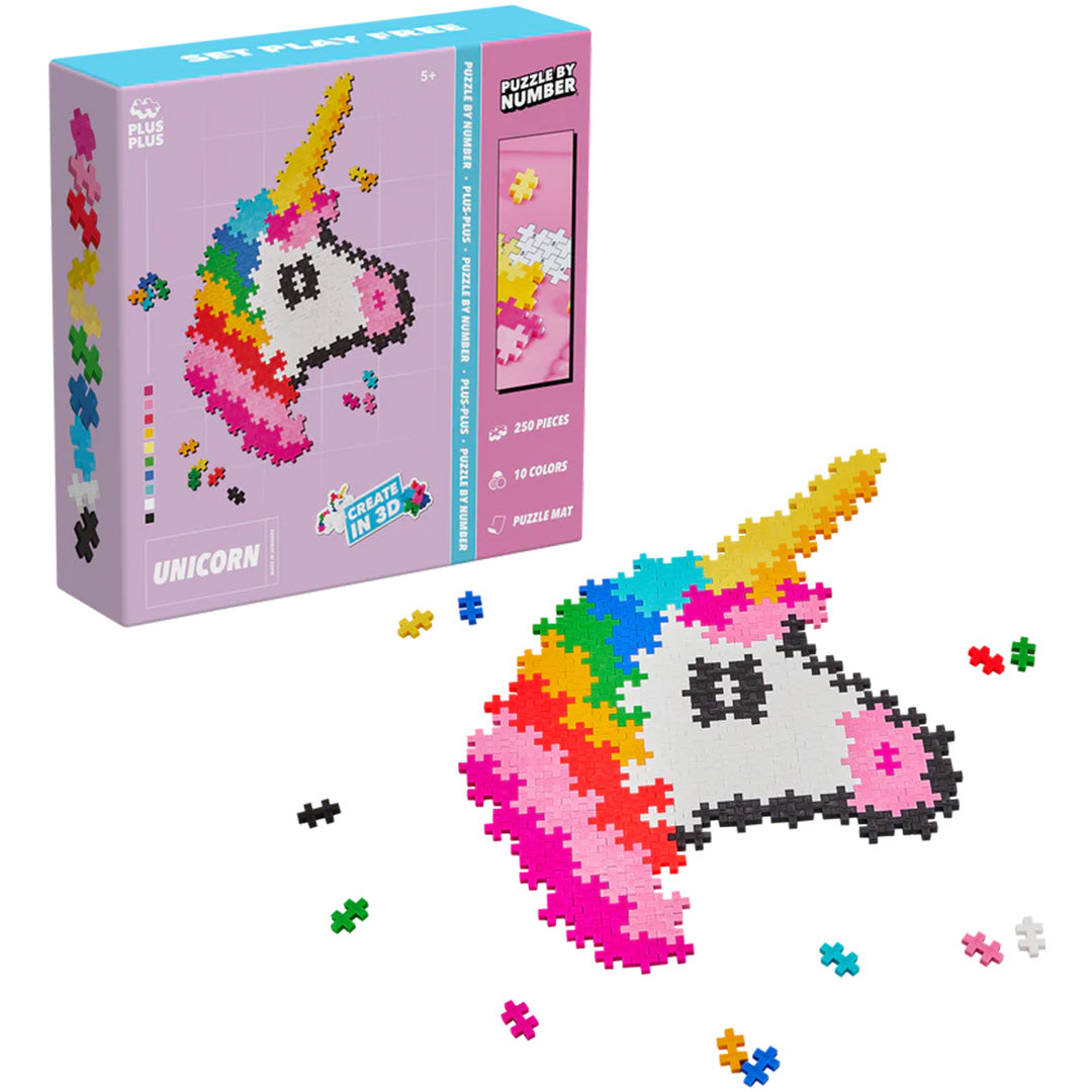 plus-plus bouwstenen puzzle by number - eenhoorn - 250st