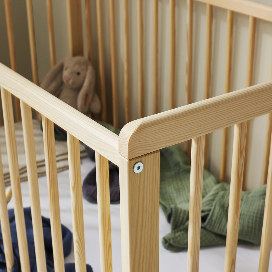Kids Collective Babybett Gitterbett 60x120 höhenverstellbar & herausnehmbare Sprossen natur