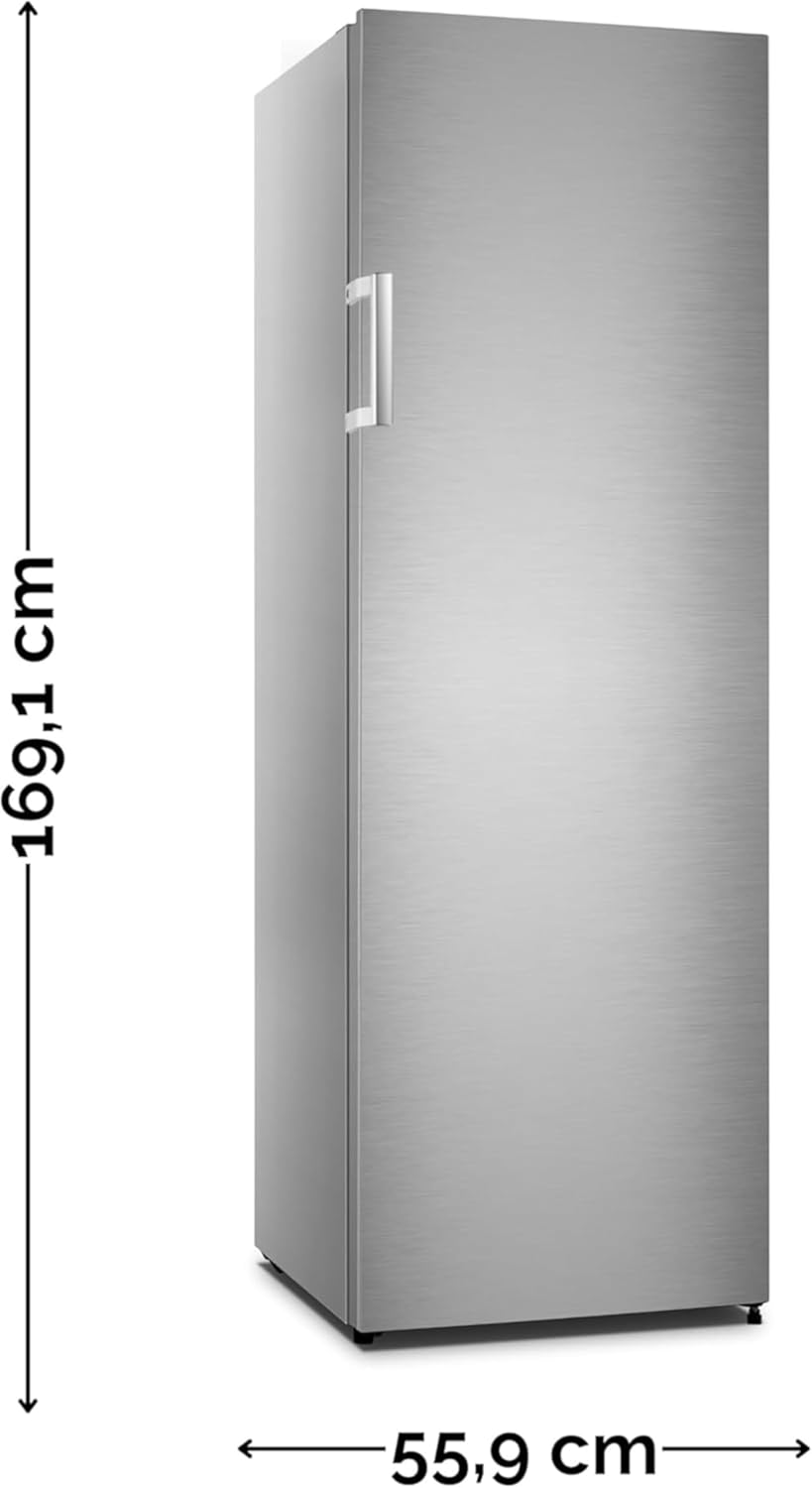 PKM Gefrierschrank GS212NFEIX | INOX | silbern | 194 Liter | Fast-Freeze | No Frost | Breite 56 cm | 5 Schubladen | 1 Gefrierklappe | Türanschlag wechselbar