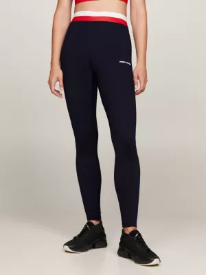 Calça legging esportiva de comprimento total e corte justo.