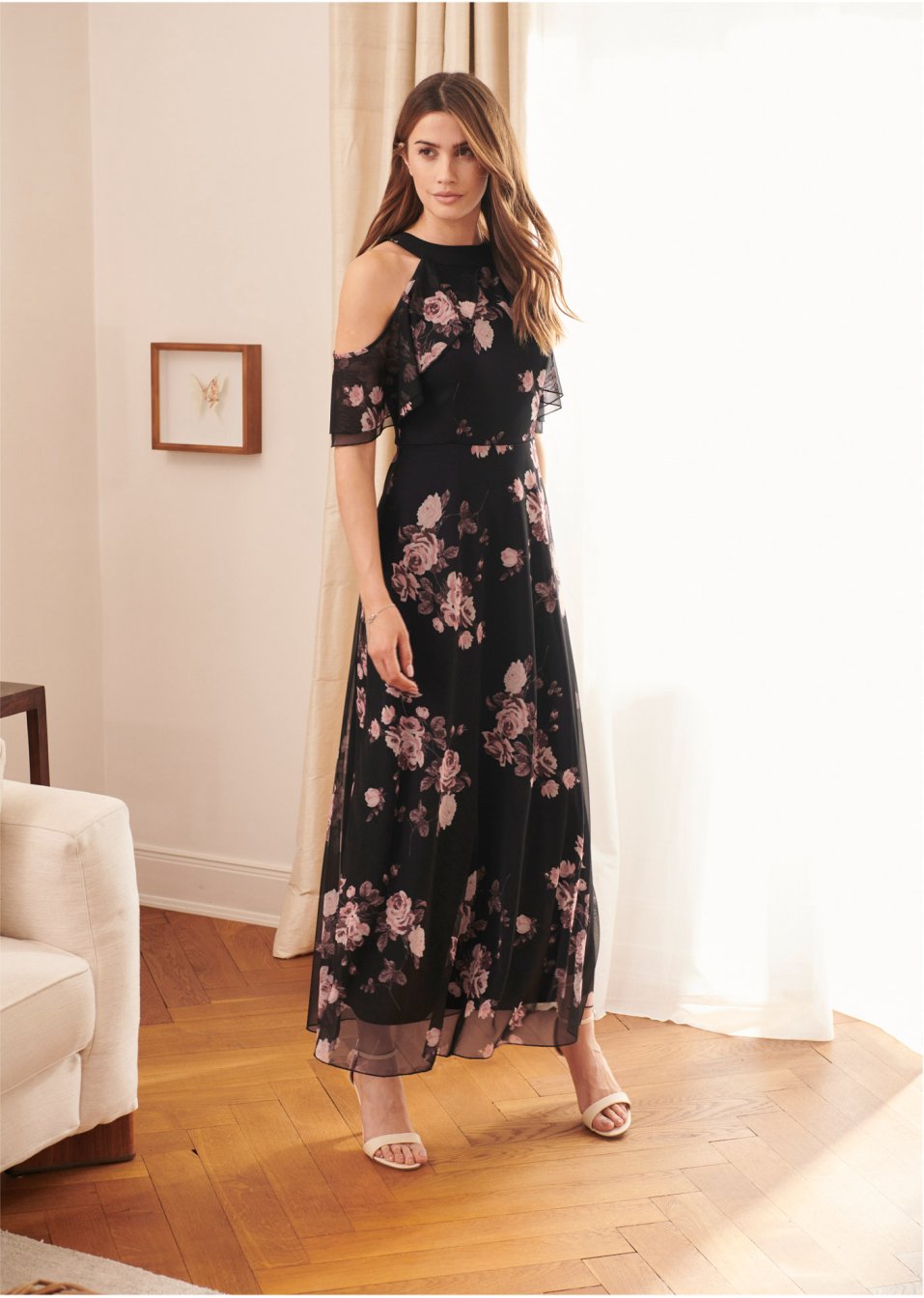 Robe longue en mesh imprimée