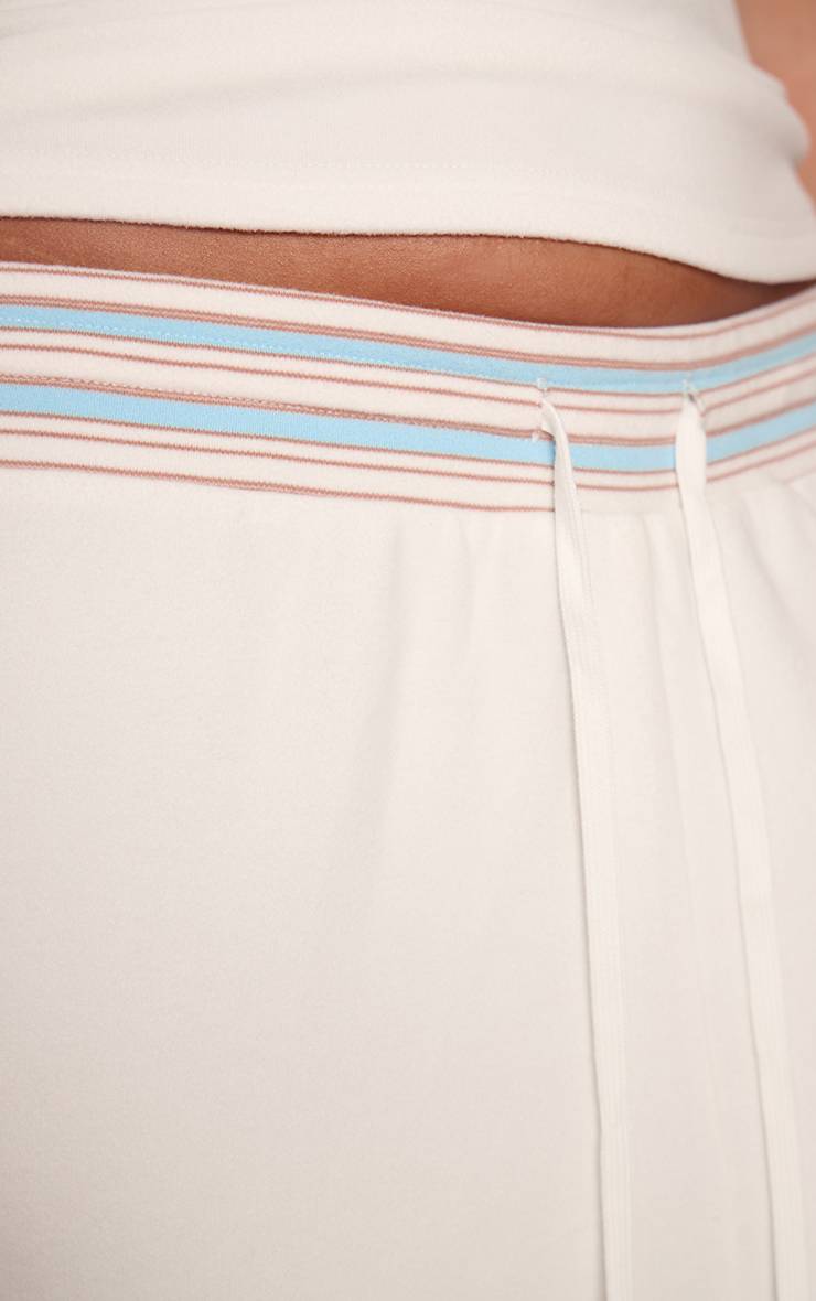 Blanc Jogging À Jambe Droite Avec Taille À Rayures Douces