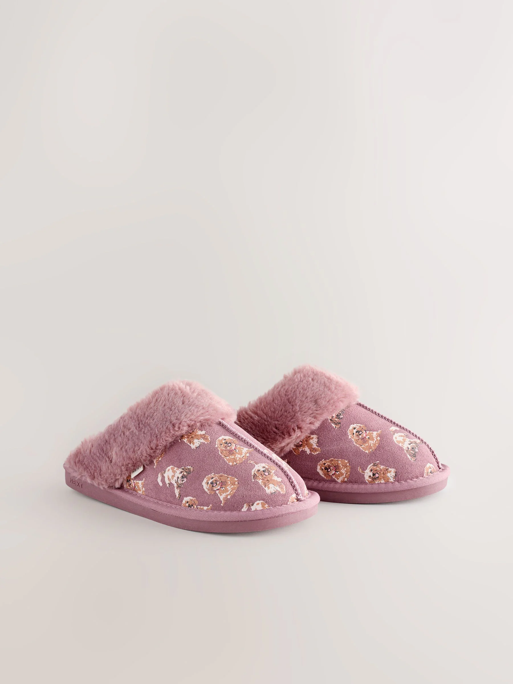 Roze - Suede Mule Charlie Cockapoo Faux Fur Slippers