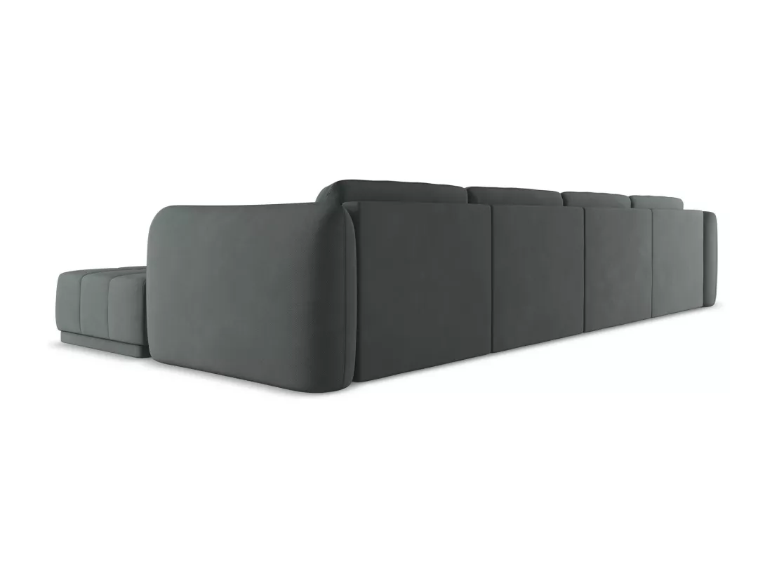 Canapé d'angle panoramique en tissu chenille - graphite - HOKU