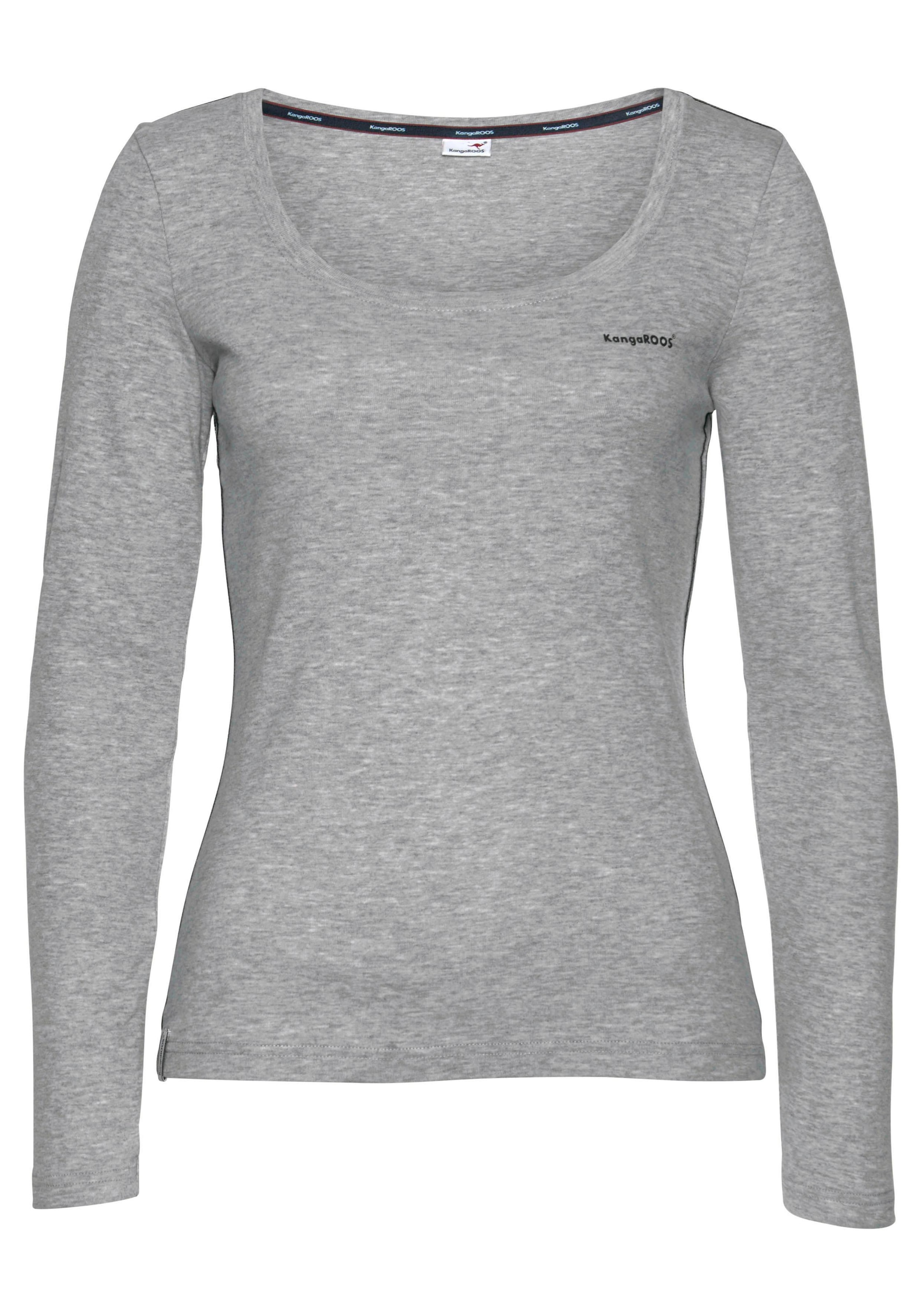 KangaROOS Langarmshirt, 2 Stk. Langarm,  unifarben oder meliert,  Rundhalsausschnitt