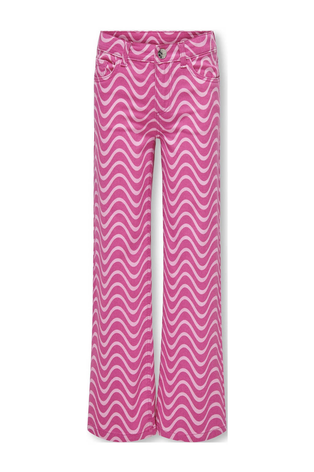 ONLY wide leg broek KOGAGNETE met all over print zoetroze/lichtroze