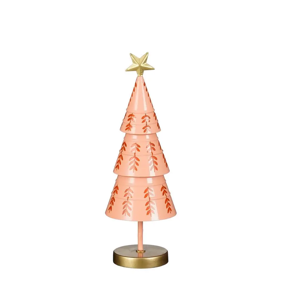 Mica Decorations Decoratie Kerstboom - H40 x Ø13 cm - IJzer - Roze