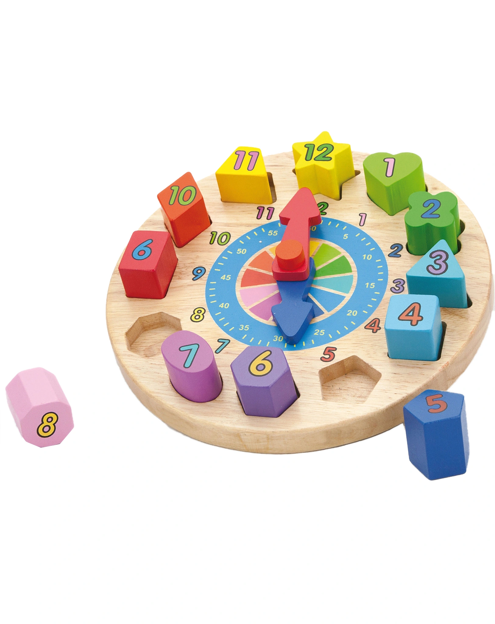 Holzpuzzle UHR 12-teilig in bunt