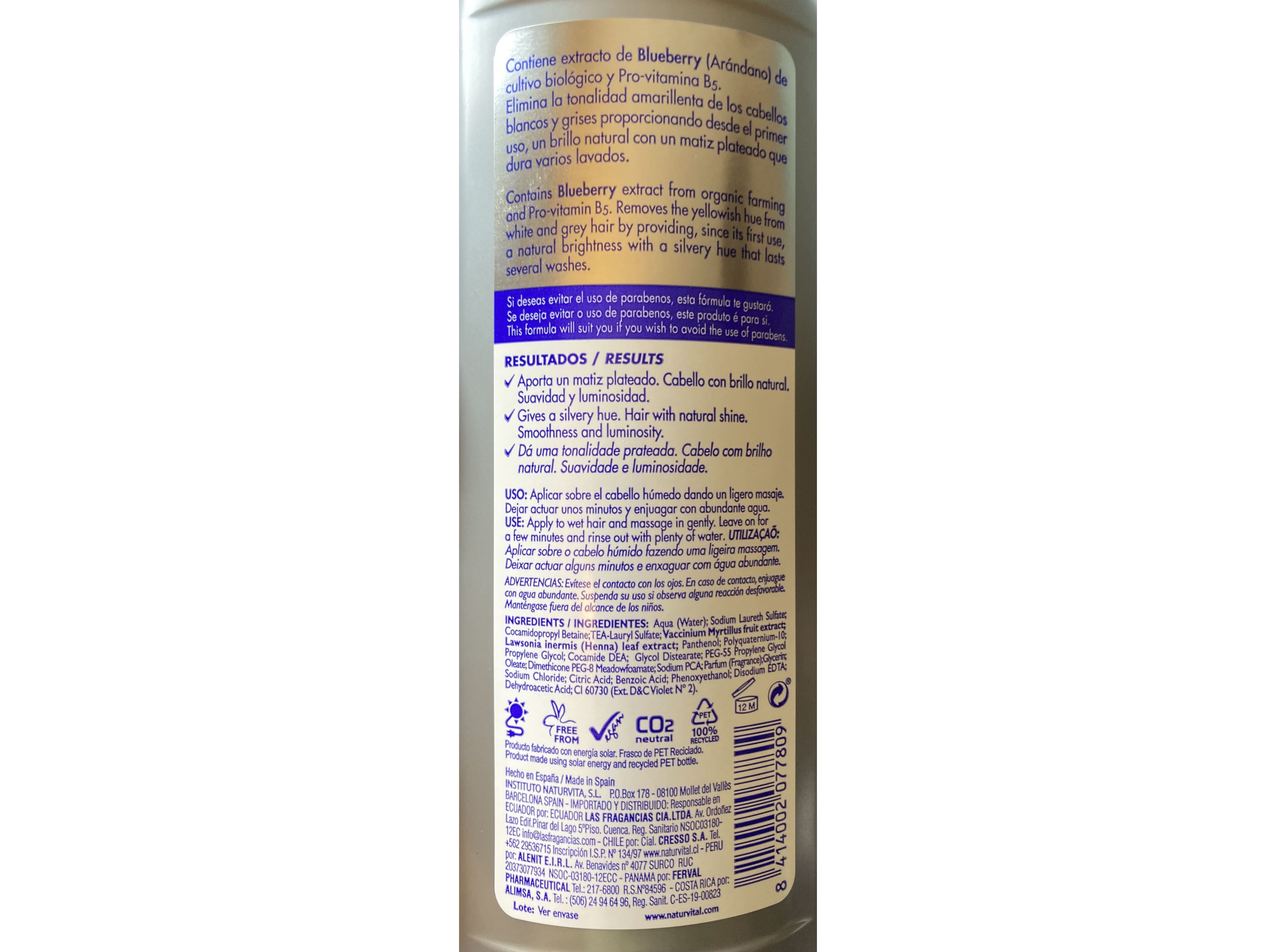 Champô Silver Cabelo Branco & Grisalho Natur Vital 300ml
