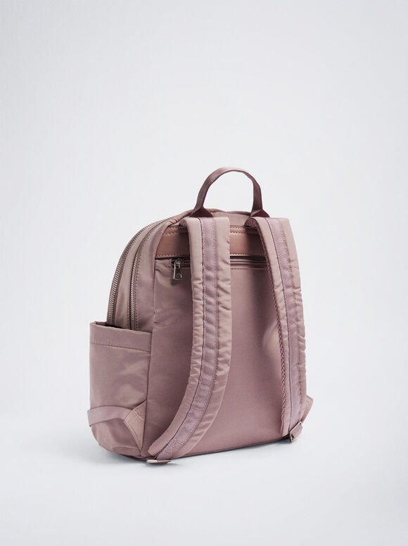 Mochila De Nylon Con Colgante - Violeta