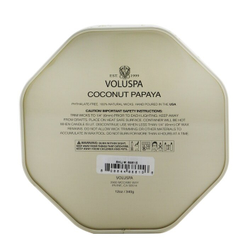 Voluspa 3 Wick Octagon Tin Candle - Coconut Papaya  340g/12oz