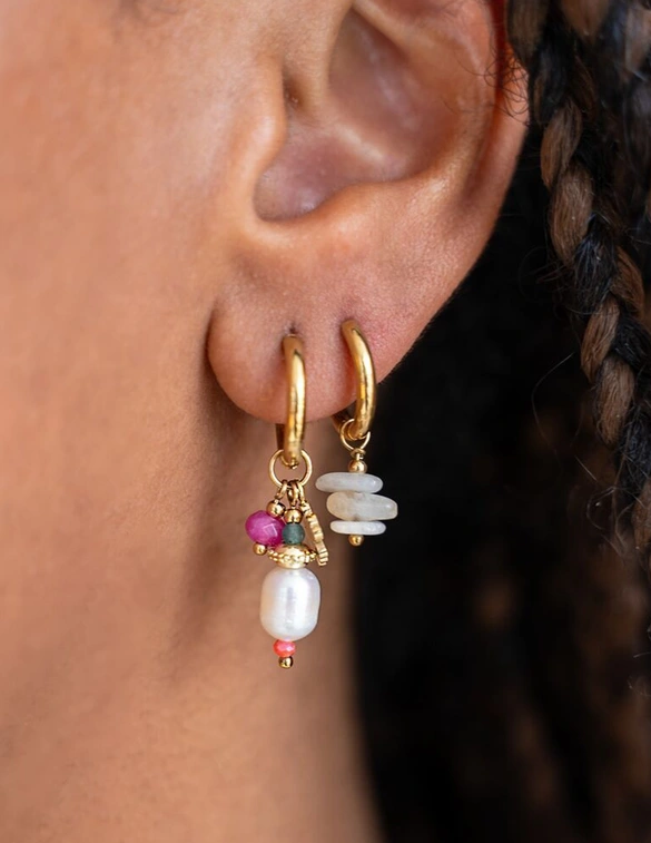 My Jewellery Sunrocks oorringen met kraaltjes en klavertje MJ10483