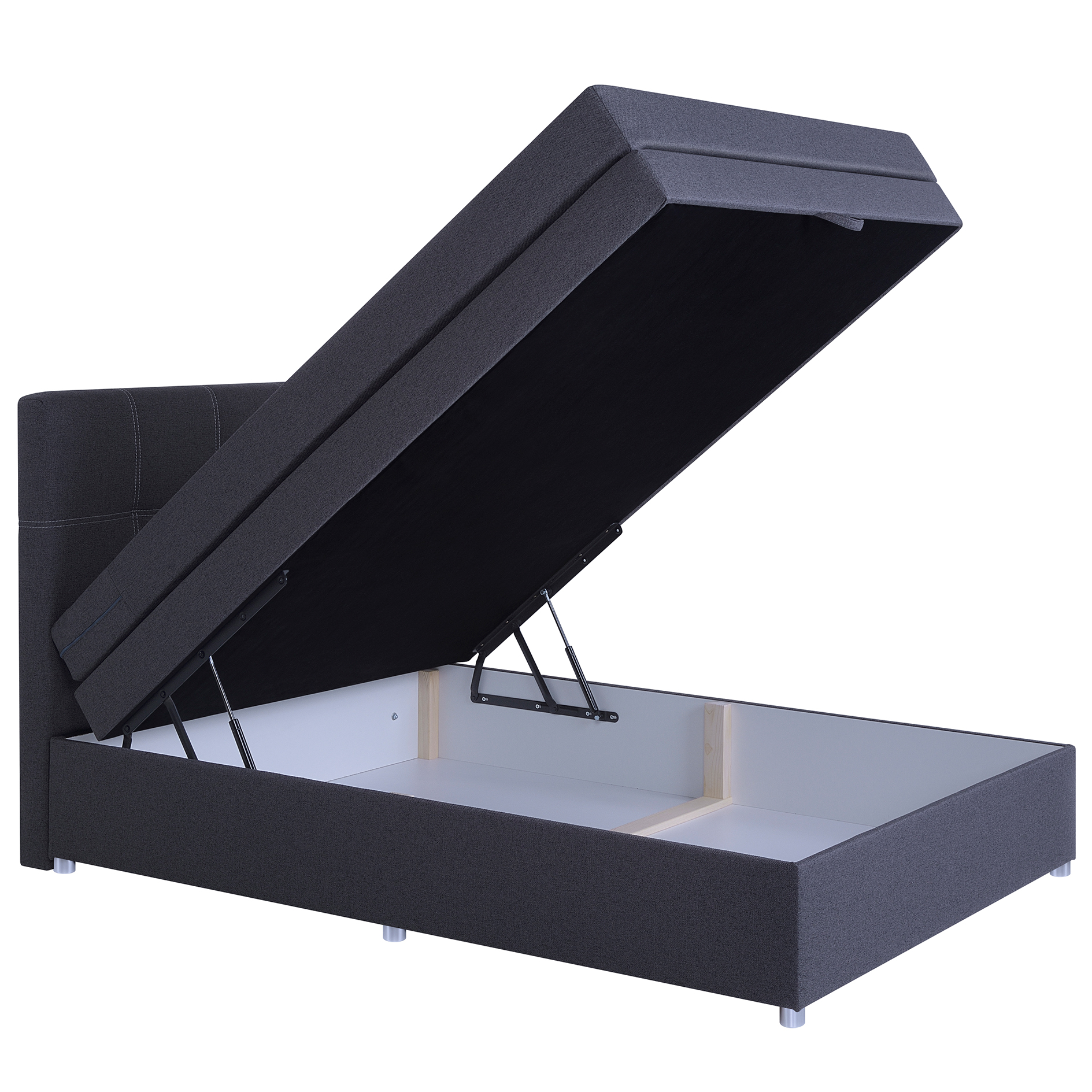 Boxspringbett - dunkelgrau - mit Bettkasten - H3 - 140x200 cm