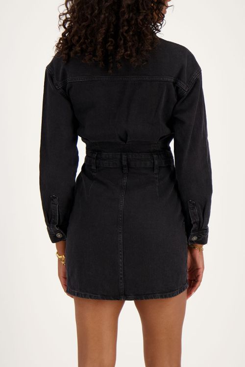 Zwarte spijkerjurk button-up