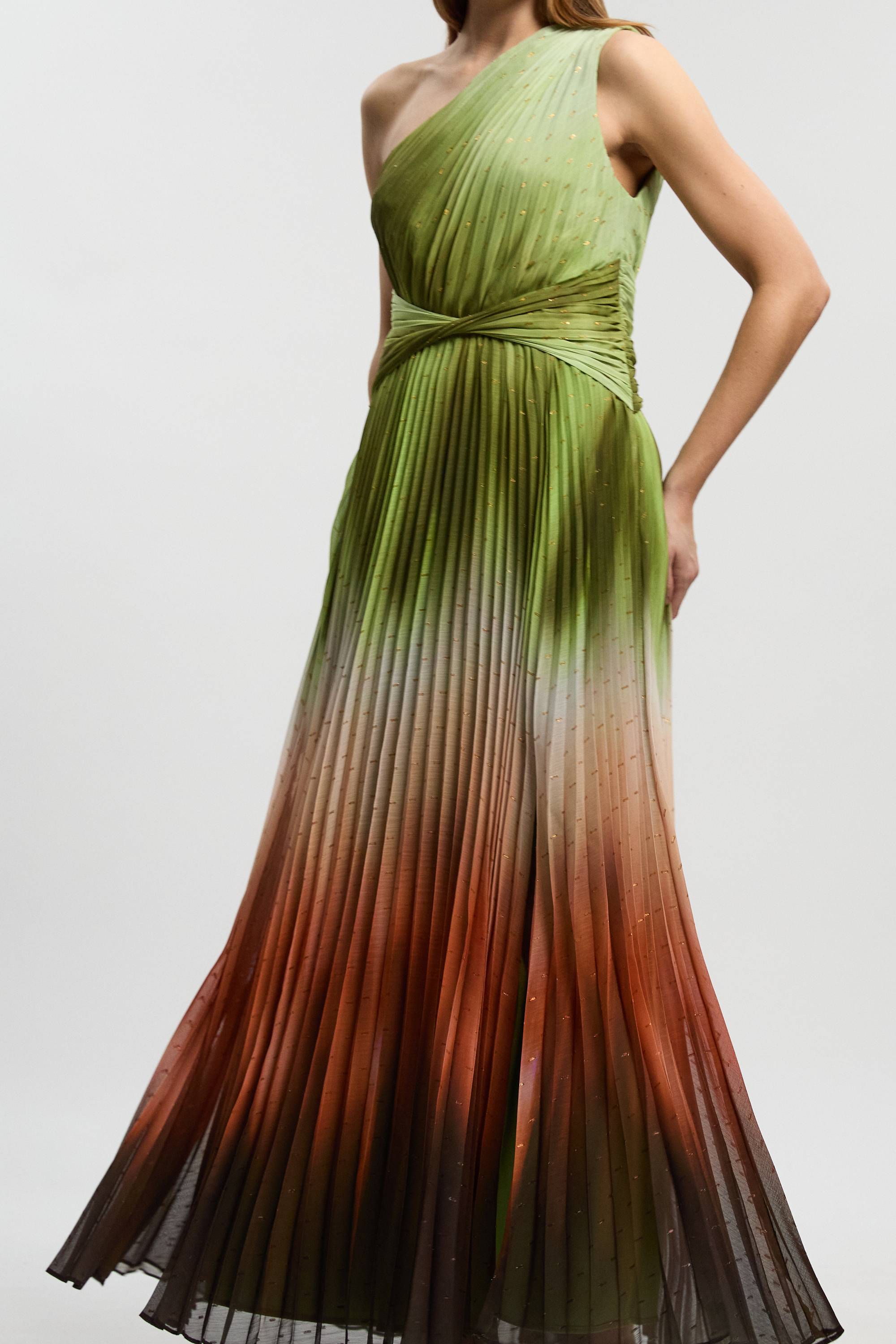 KarenMillen Robe Maxi Tissée À Une Épaule Avec Imprimé Dégradé À Fils Métalliques
