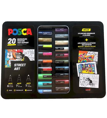 Posca Filzstifte m. Metallbox - 20 st. - Straße Art