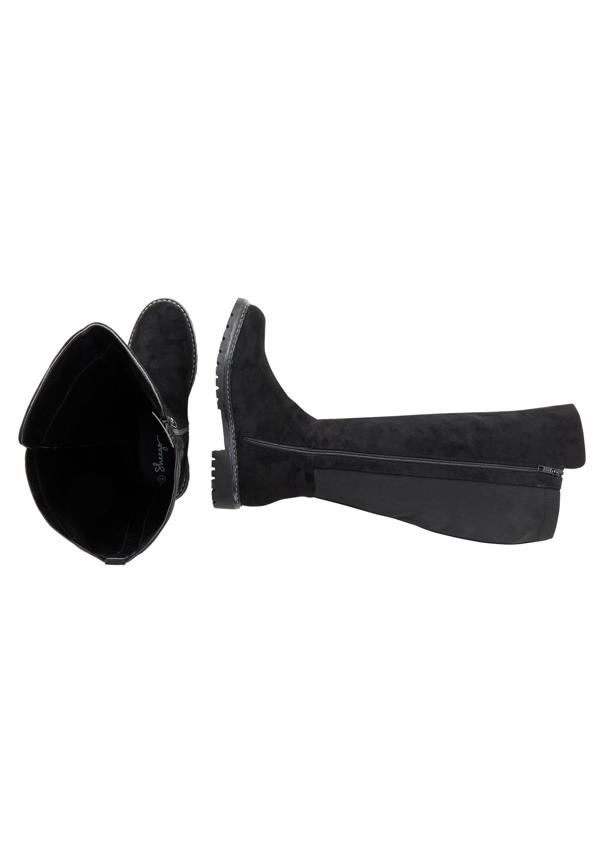 Weitschaftstiefel mit Stretcheinsatz, in Wildleder-Optik