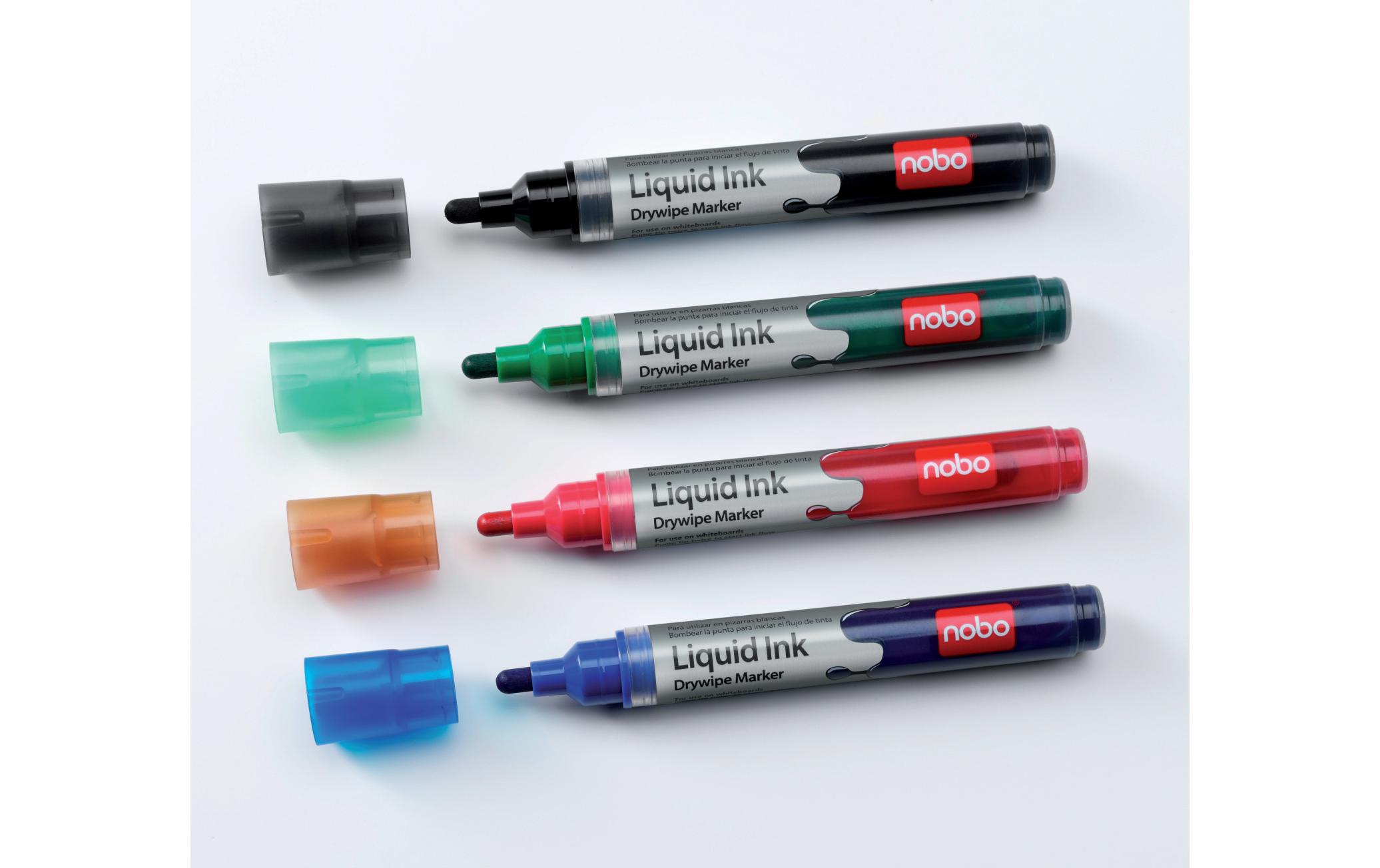 Liquid Ink Boardmarker, trocken abwischbar, 6 Stück3-in-1 Liquid Ink Boardmarker liefern auf Whiteboards, Flipcharts und OHP-Folien ein klares, farbintensives Schriftbild. Packungsinhalt: 6 trocken abwischbare Boardmarker mit 3-mm feiner Standard
